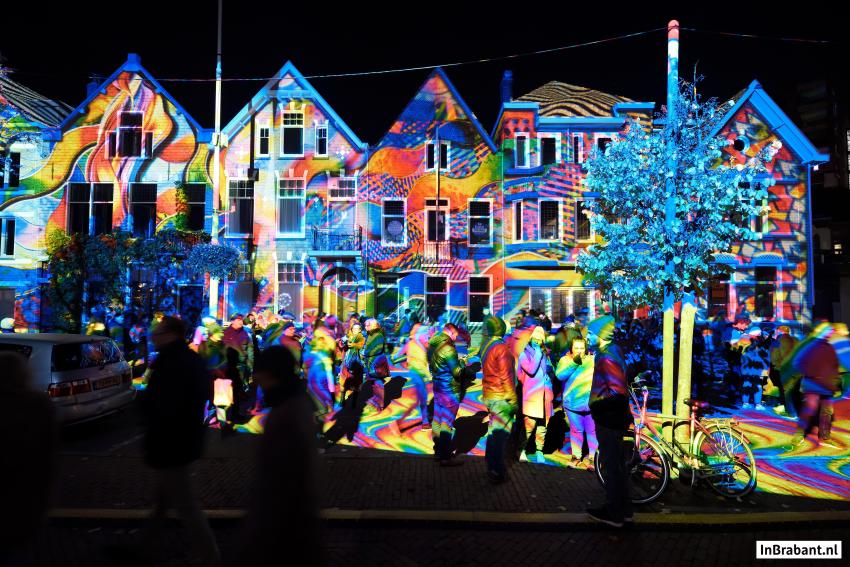 Photo of houses lit up for Glow Eindhoven