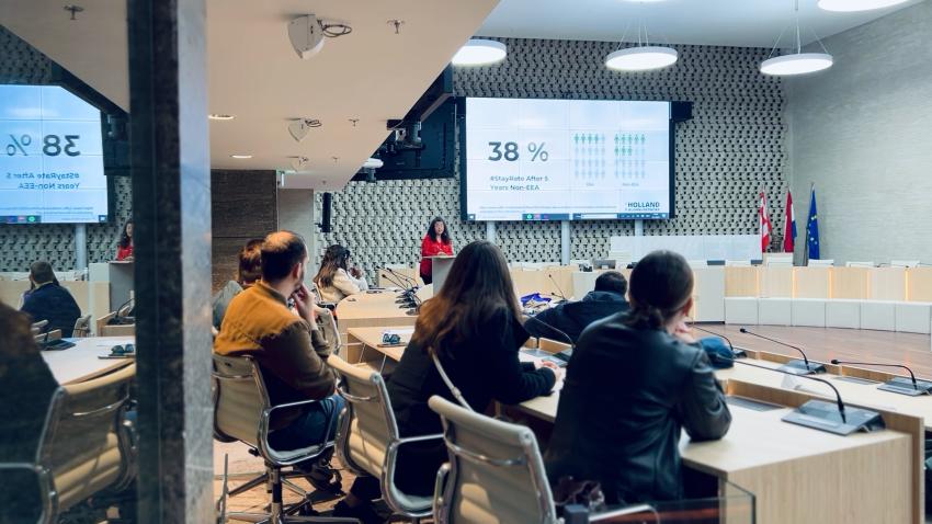 Audience and speaker at a presentation