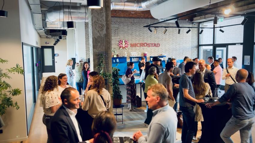 Partners chatting and networking