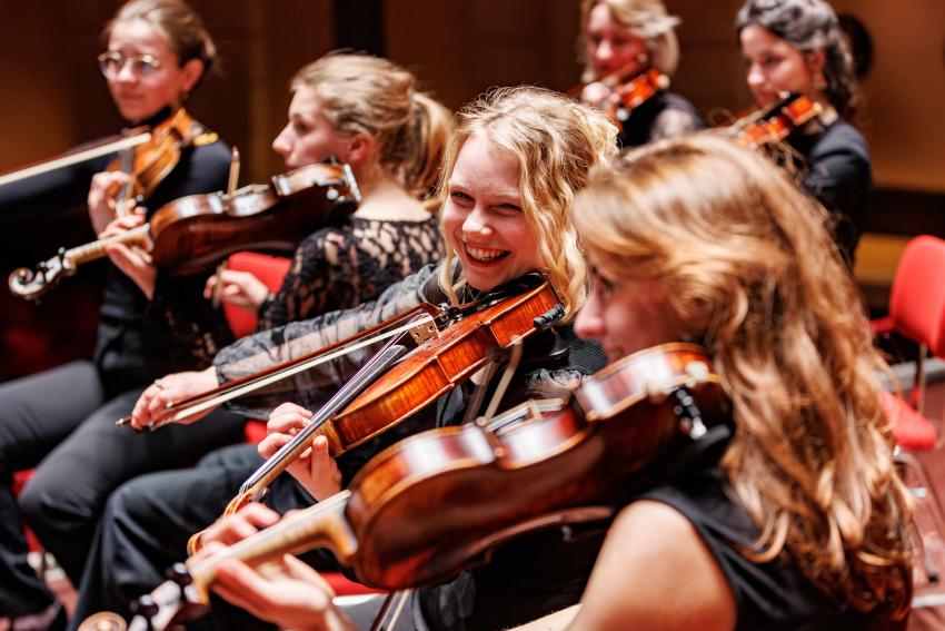 Violinists in the orchestra