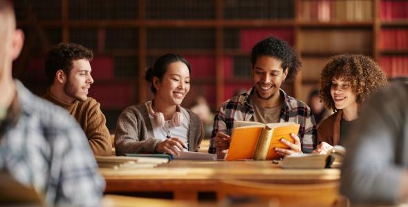 Photo of people in library