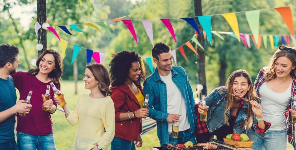 Photo of people at a party in the park