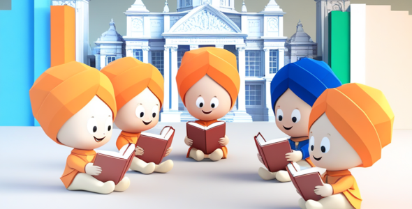ICIN cropped image of cartoon children reading books