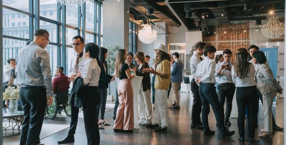 Photo of business people chatting