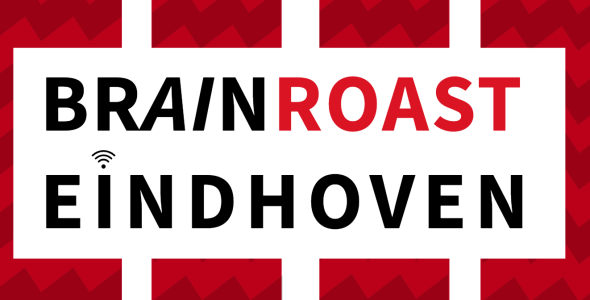 Brainroast Eindhoven logo with a red and white background