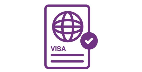 A visa document with a tick