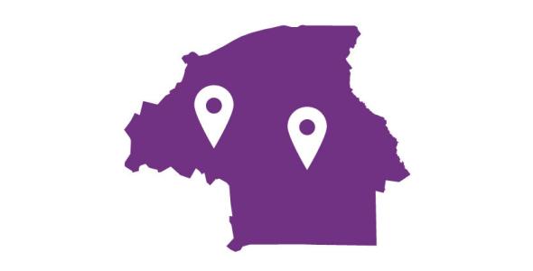  A section of a map with two marked regions