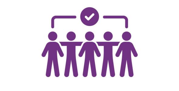 Icon of 5 people with a checkmark above them