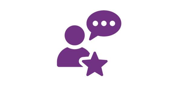 Icon of a person talking with a star