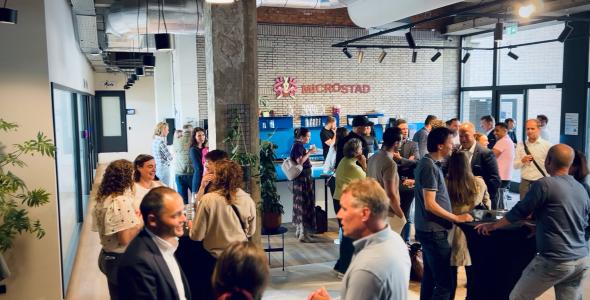 Partners chatting and networking