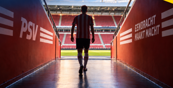 Football player walking onto the pitch at PSV